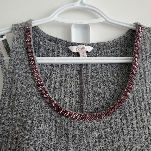 Grey/Gray knit fit and flare mini dress with purple sparkle collar - XS - Picture 3 of 4